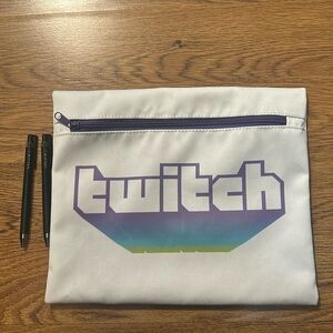 Twitch Zip Up Purple White Bag pouch 10 x 12 in